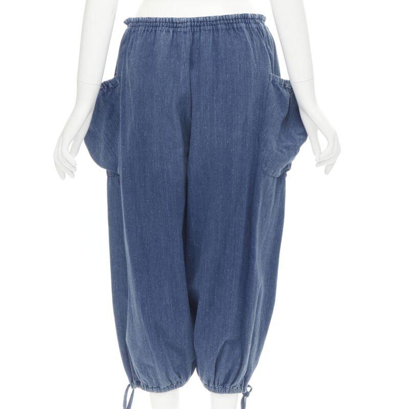 Women's COMME DES GARCONS 1980's Vintage blue washed denim cargo  bubble jeans For Sale