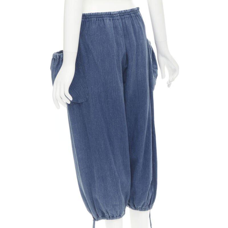 COMME DES GARCONS 1980's Vintage blue washed denim cargo  bubble jeans For Sale 1