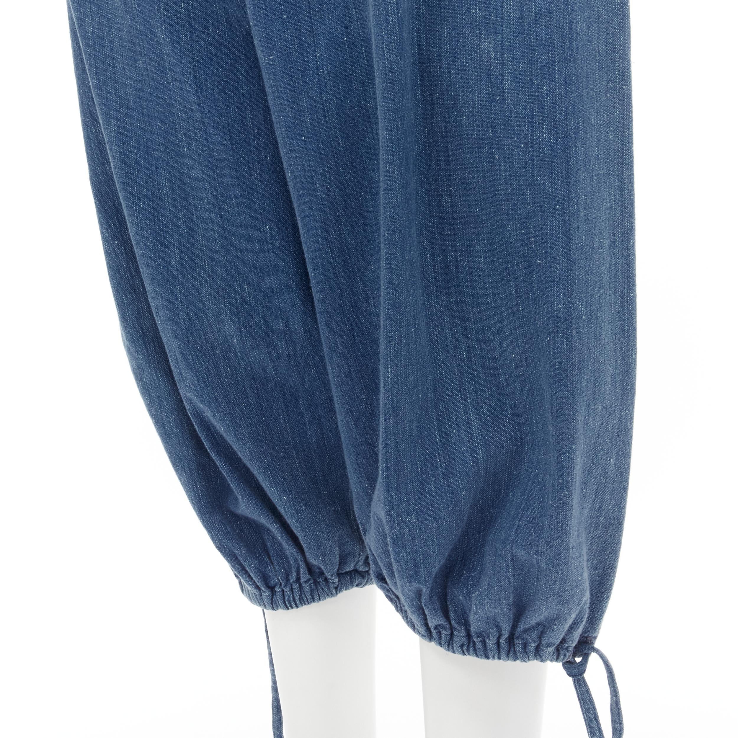 COMME DES GARCONS 1980's Vintage blue washed denim cargo  bubble jeans For Sale 1
