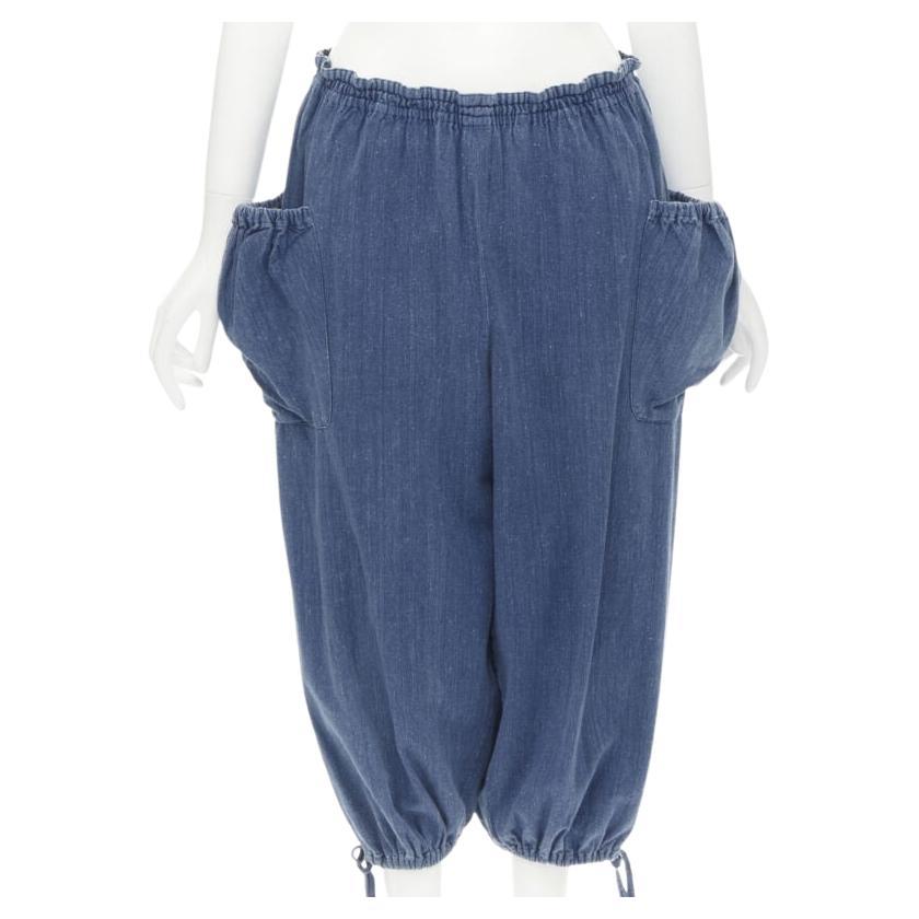 COMME DES GARCONS 1980's Vintage blue washed denim cargo  bubble jeans