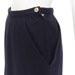 COMME DES GARCONS 1980s Vintage blue wool angular pocket layered hem skirt S