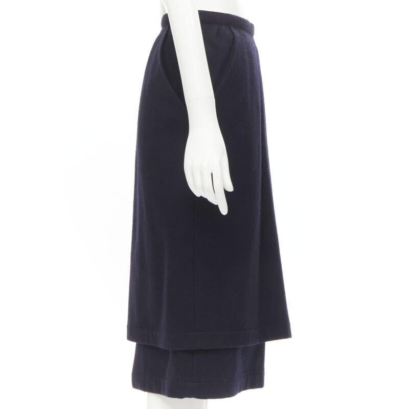 COMME DES GARCONS Años 80 Vintage lana azul bolsillo angular dobladillo en capas falda S en Excelente estado para la venta en Hong Kong, NT