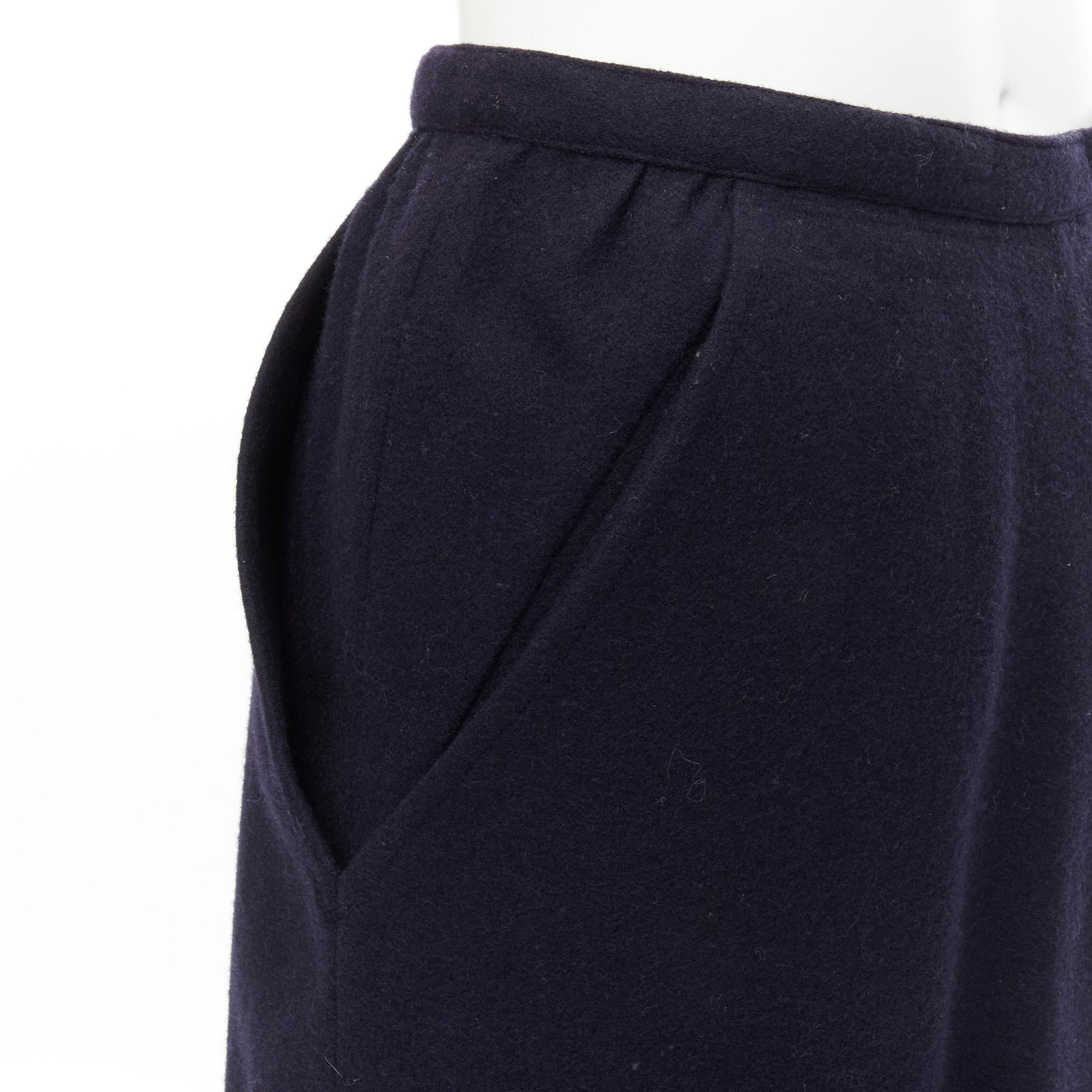 COMME DES GARCONS 1980s Vintage blue wool angular pocket layered hem skirt S For Sale 2