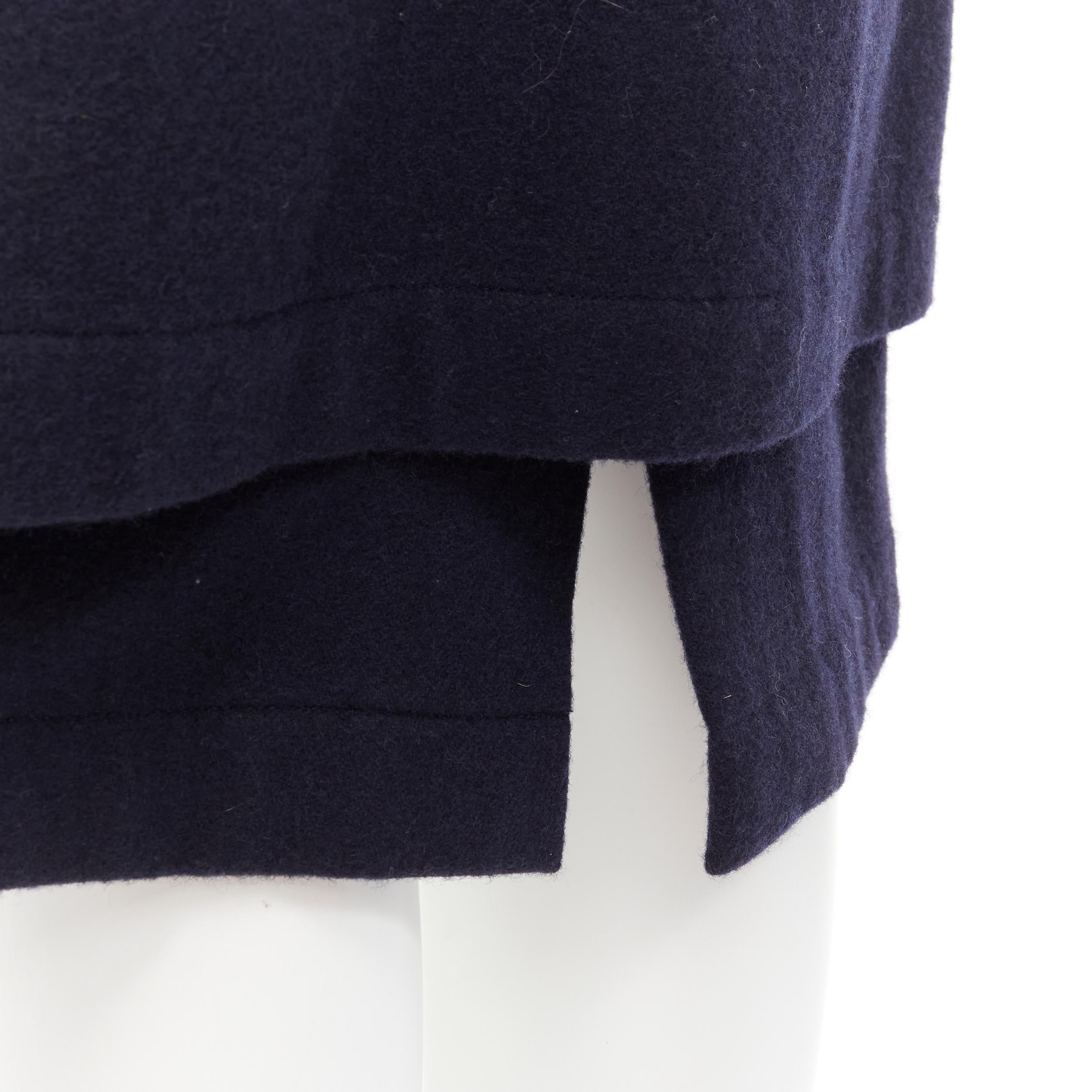 COMME DES GARCONS 1980s Vintage blue wool angular pocket layered hem skirt S For Sale 3