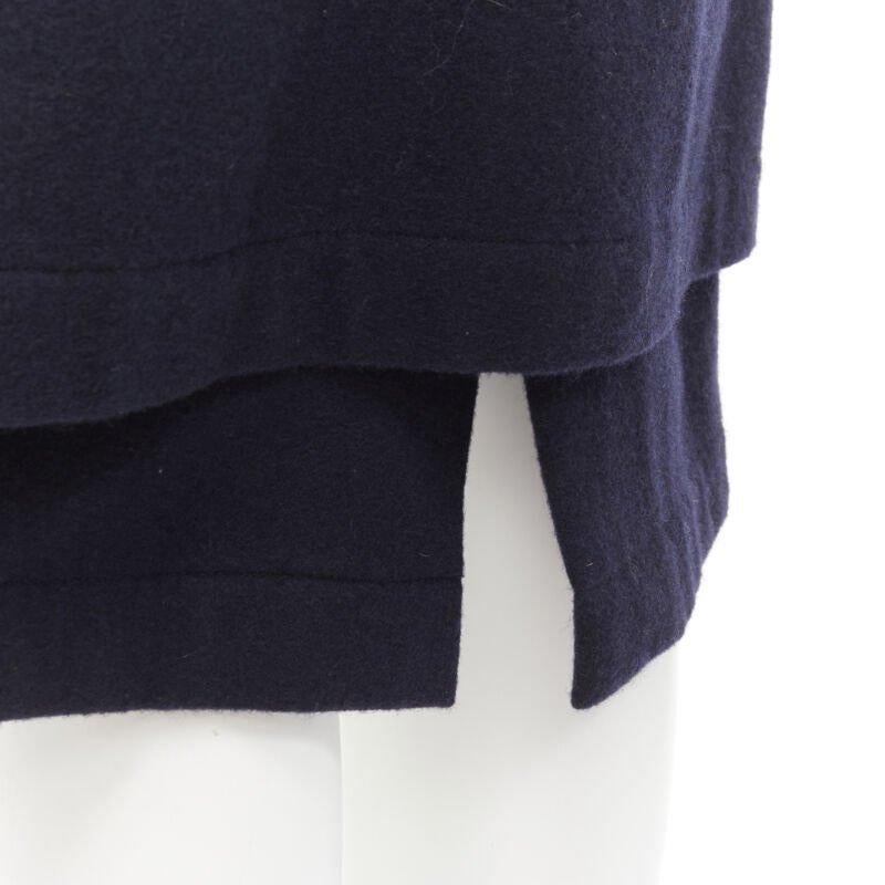 COMME DES GARCONS Años 80 Vintage lana azul bolsillo angular dobladillo en capas falda S en venta 3