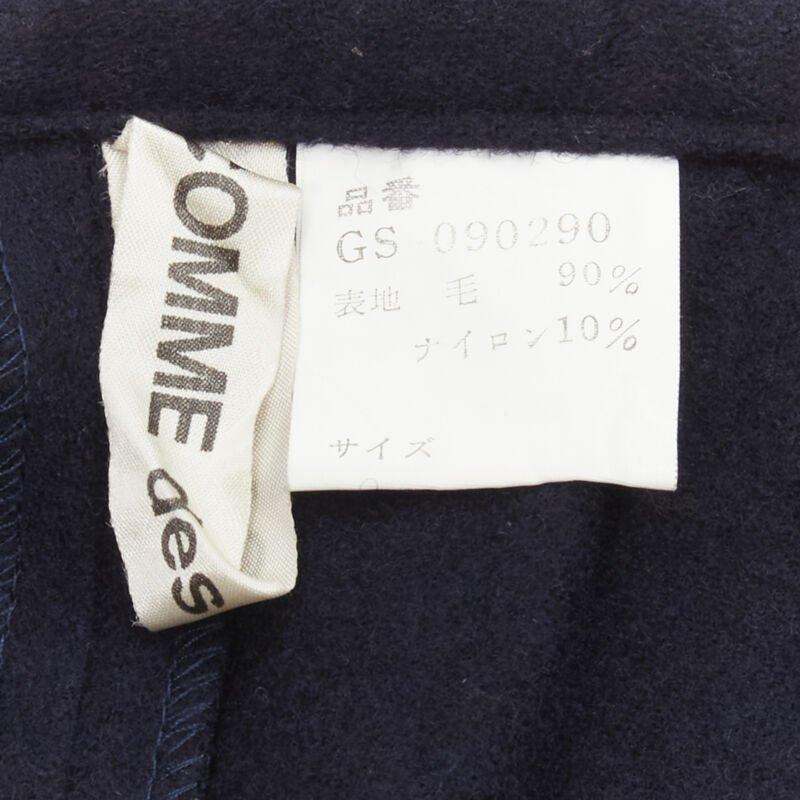 COMME DES GARCONS Años 80 Vintage lana azul bolsillo angular dobladillo en capas falda S en venta 4