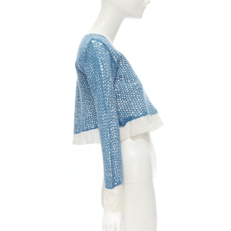 COMME DES GARCONS haut court vintage brodé en laine bleue, années 1980 Bon état - En vente à Hong Kong, NT