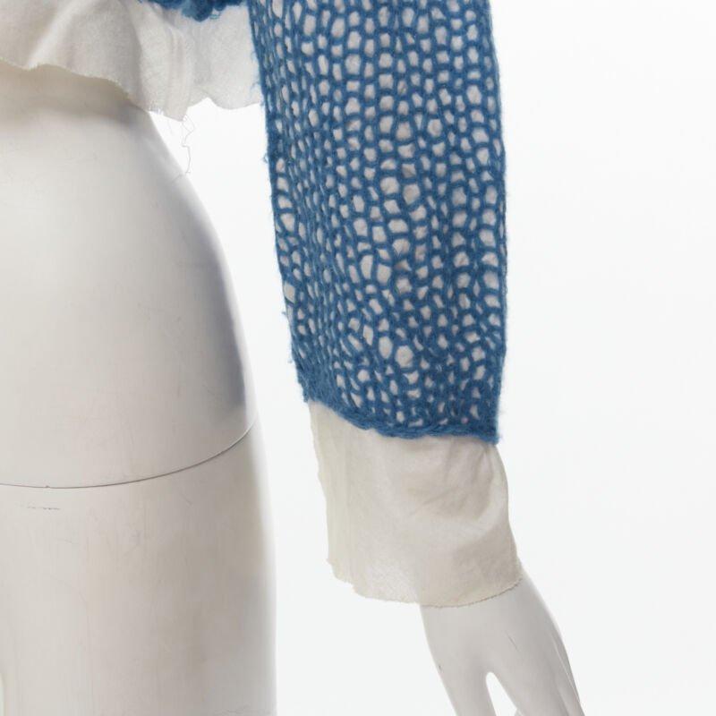 COMME DES GARCONS haut court vintage brodé en laine bleue, années 1980 en vente 3