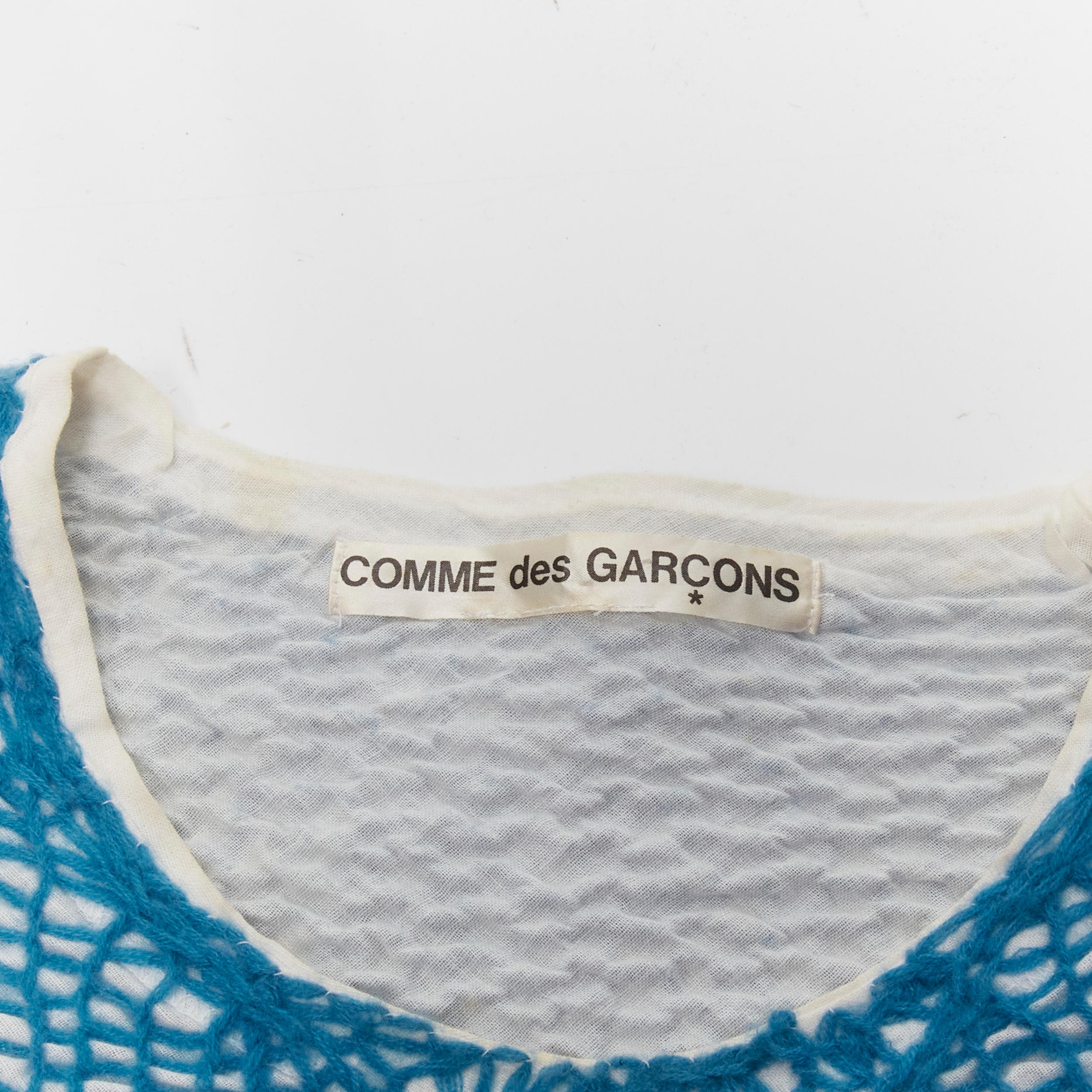 COMME DES GARCONS 1980's Vintage blue wool weave embroidered cropped top M For Sale 4