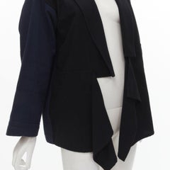 COMME DES GARCONS 1980er Jahre Vintage dekonstruierter schwarzer marineblauer Blazer mit drapierter Vorderseite M