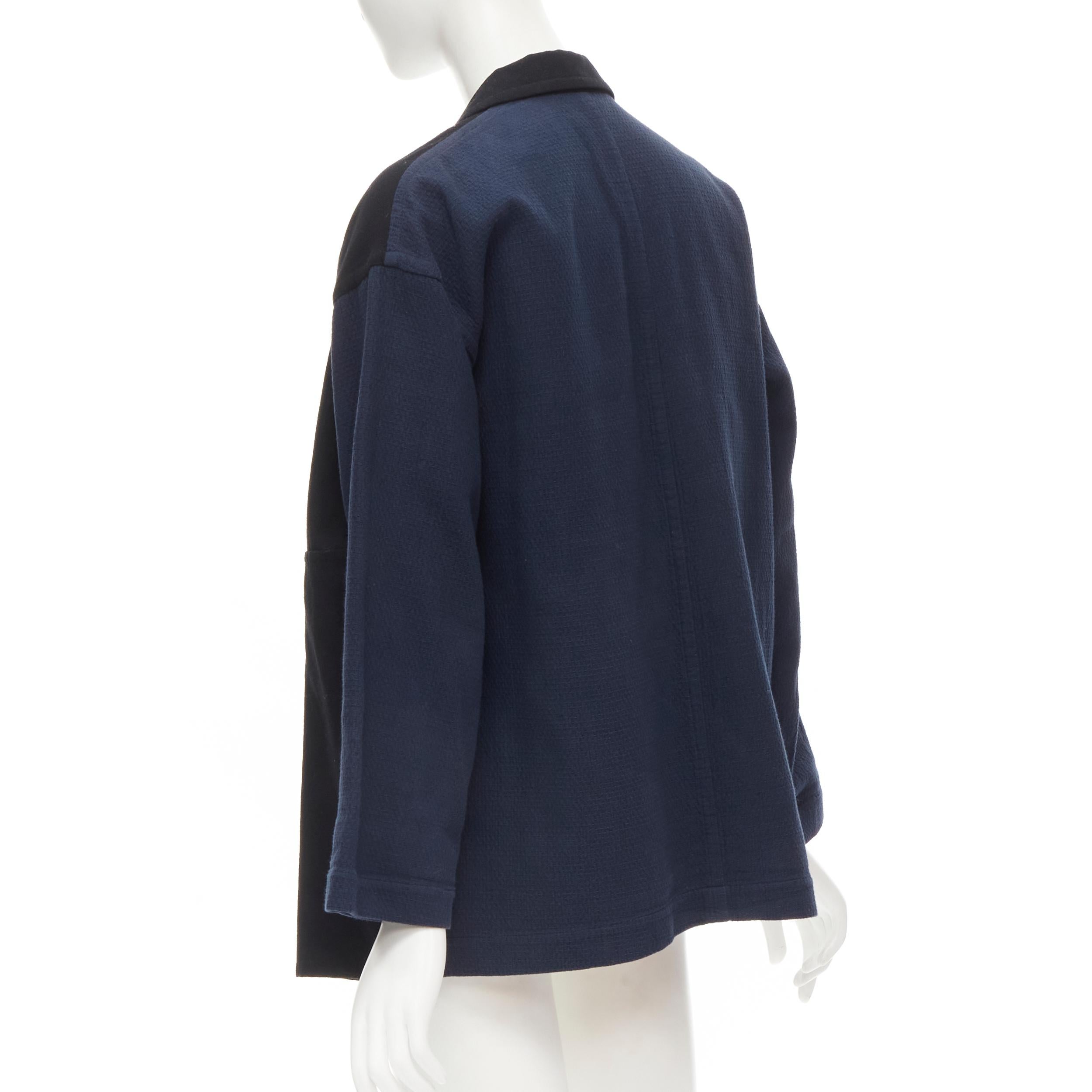 COMME DES GARCONS 1980's Vintage deconstructed black navy drape front blazer M For Sale 1