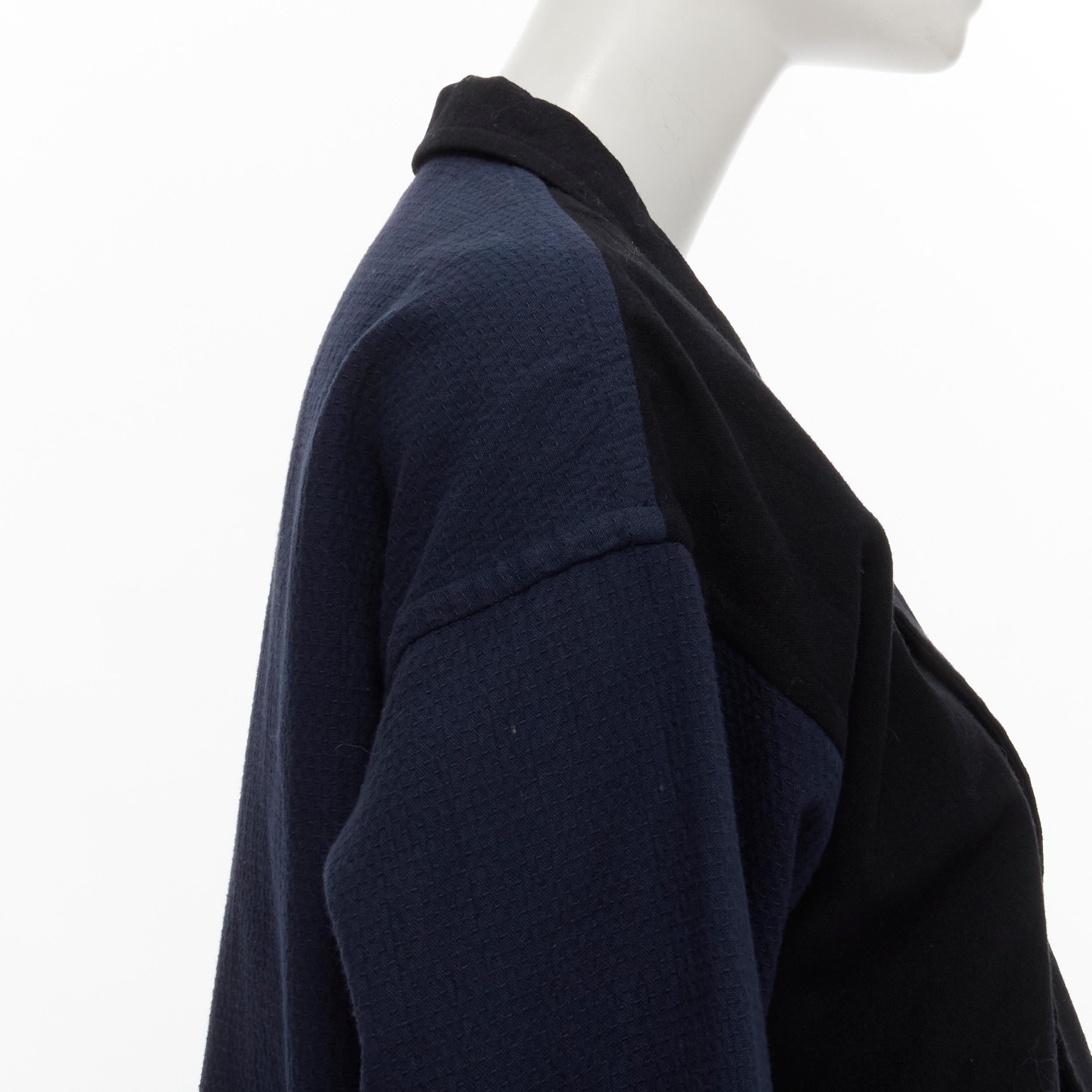 COMME DES GARCONS 1980's Vintage deconstructed black navy drape front blazer M For Sale 2