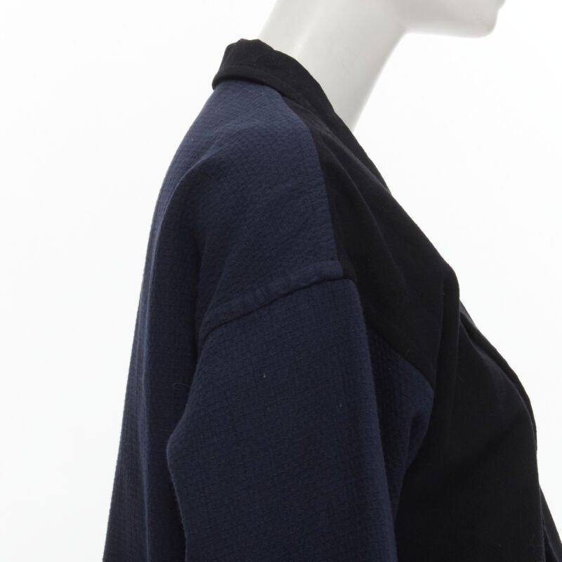 COMME DES GARCONS 1980's Vintage deconstructed black navy drape front blazer M For Sale 2
