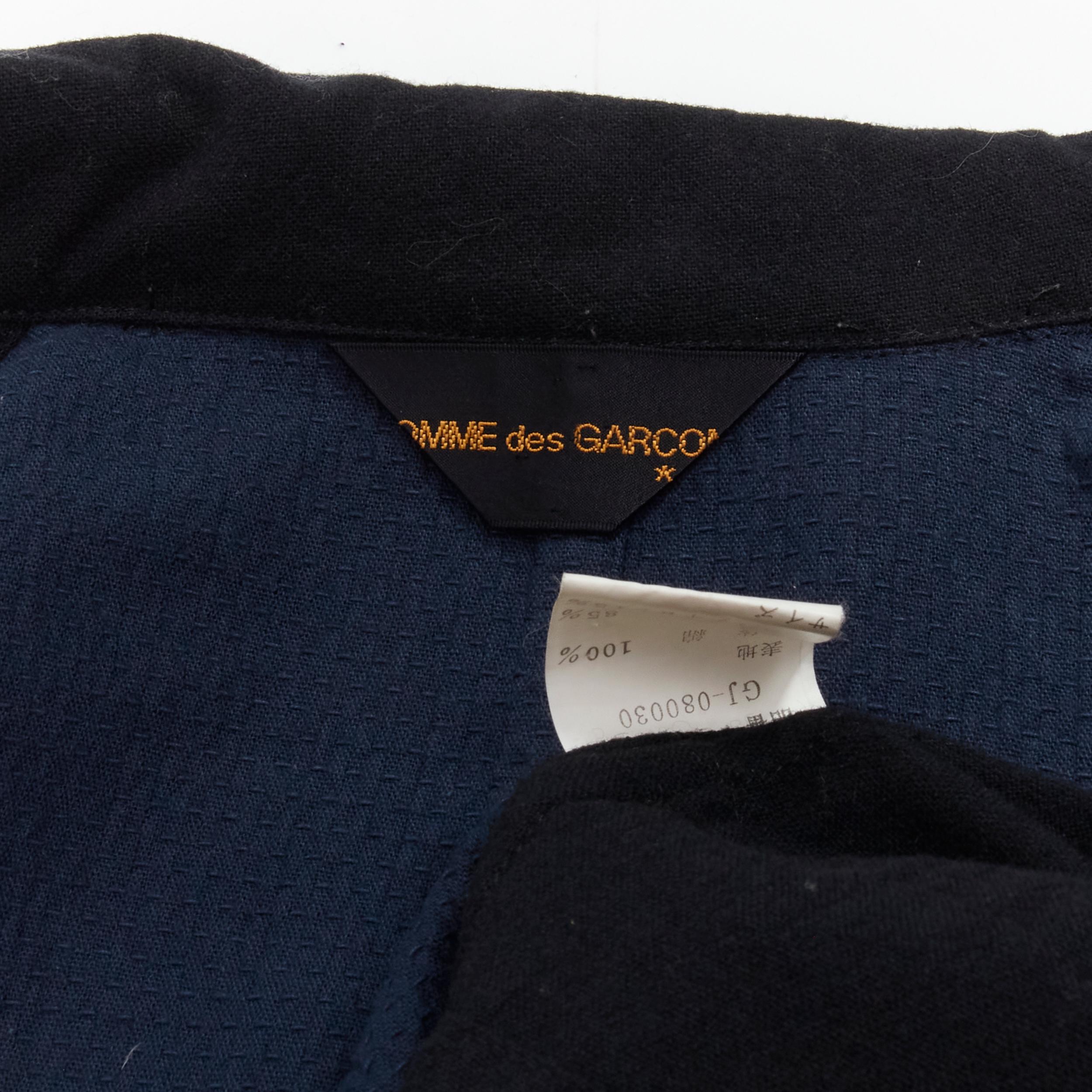 COMME DES GARCONS 1980's Vintage deconstructed black navy drape front blazer M For Sale 3