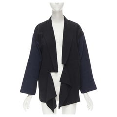 COMME DES GARCONS 1980's Vintage blazer negro navy drapeado delantero M