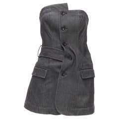 COMME DES GARCONS 1980's Vintage denim boned irregular belted corset bustier M