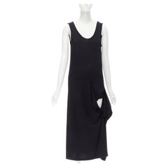 COMME DES GARCONS 1980er Jahre Vintage drapiertes Midikleid mit Ausschnitt und Rundhalsausschnitt M