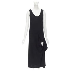 COMME DES GARCONS 1980s Vintage abito midi drappeggiato con dettaglio scoop neck M