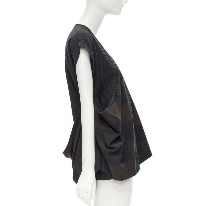 COMME DES GARCONS 1980's Vintage green checked wrap front draped vest top S In Excellent Condition For Sale In Hong Kong, NT