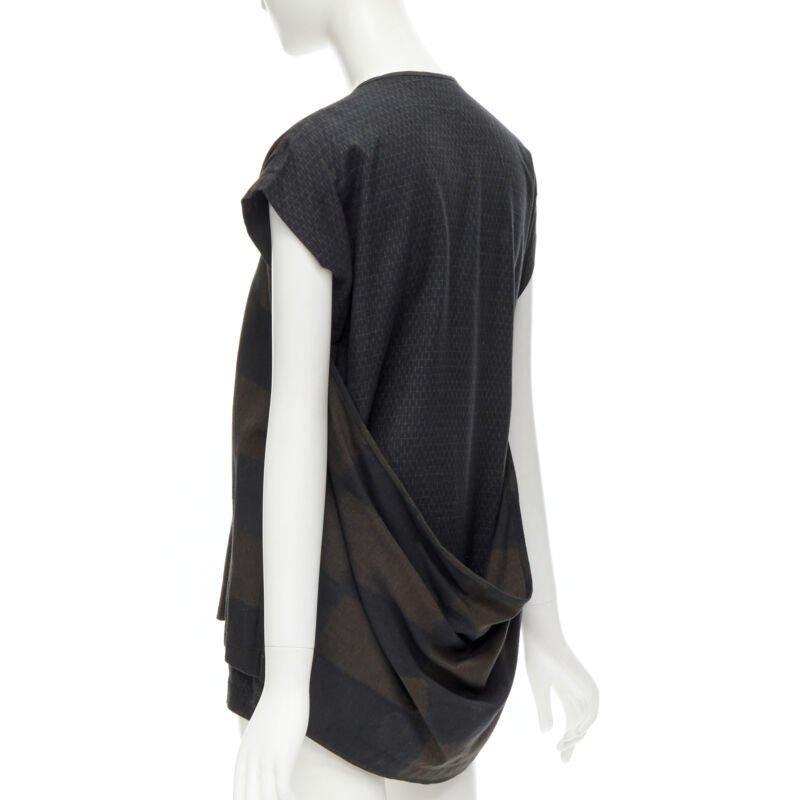 COMME DES GARCONS 1980's Vintage green checked wrap front draped vest top S For Sale 1
