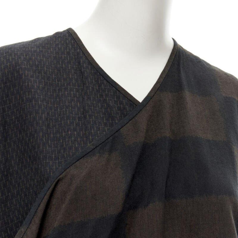 COMME DES GARCONS 1980's Vintage green checked wrap front draped vest top S For Sale 2