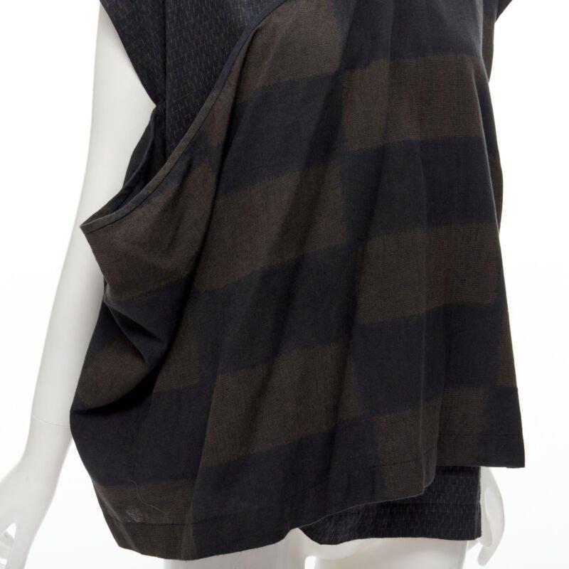 COMME DES GARCONS 1980's Vintage green checked wrap front draped vest top S For Sale 3