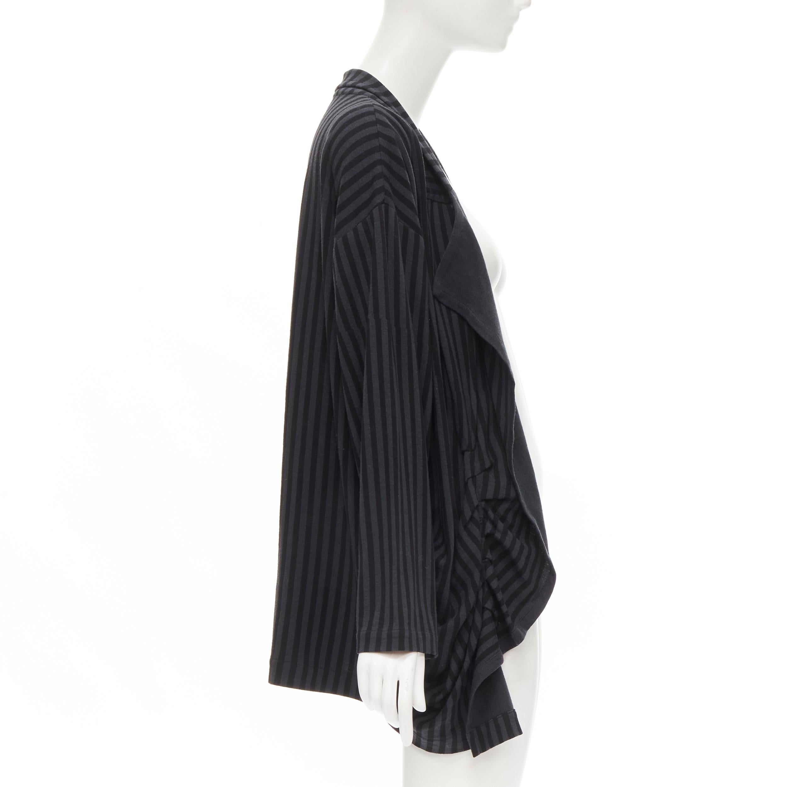Women's COMME DES GARCONS 1980's Vintage grey black striped wool draped front jacket M For Sale