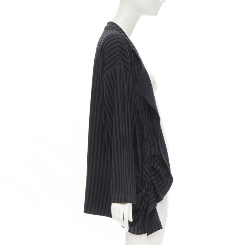 Women's COMME DES GARCONS 1980's Vintage grey black striped wool draped front jacket M For Sale