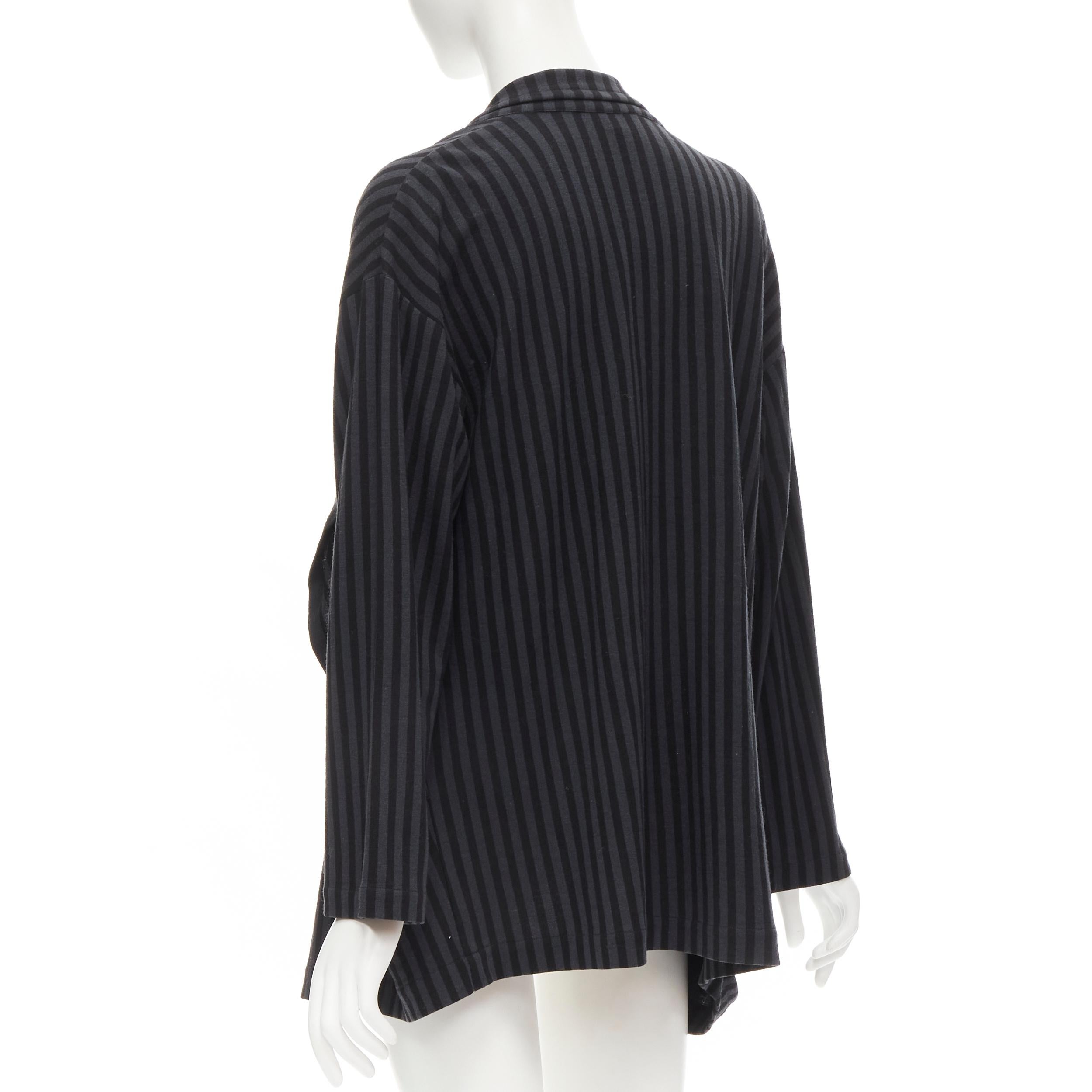COMME DES GARCONS 1980's Vintage grey black striped wool draped front jacket M For Sale 1