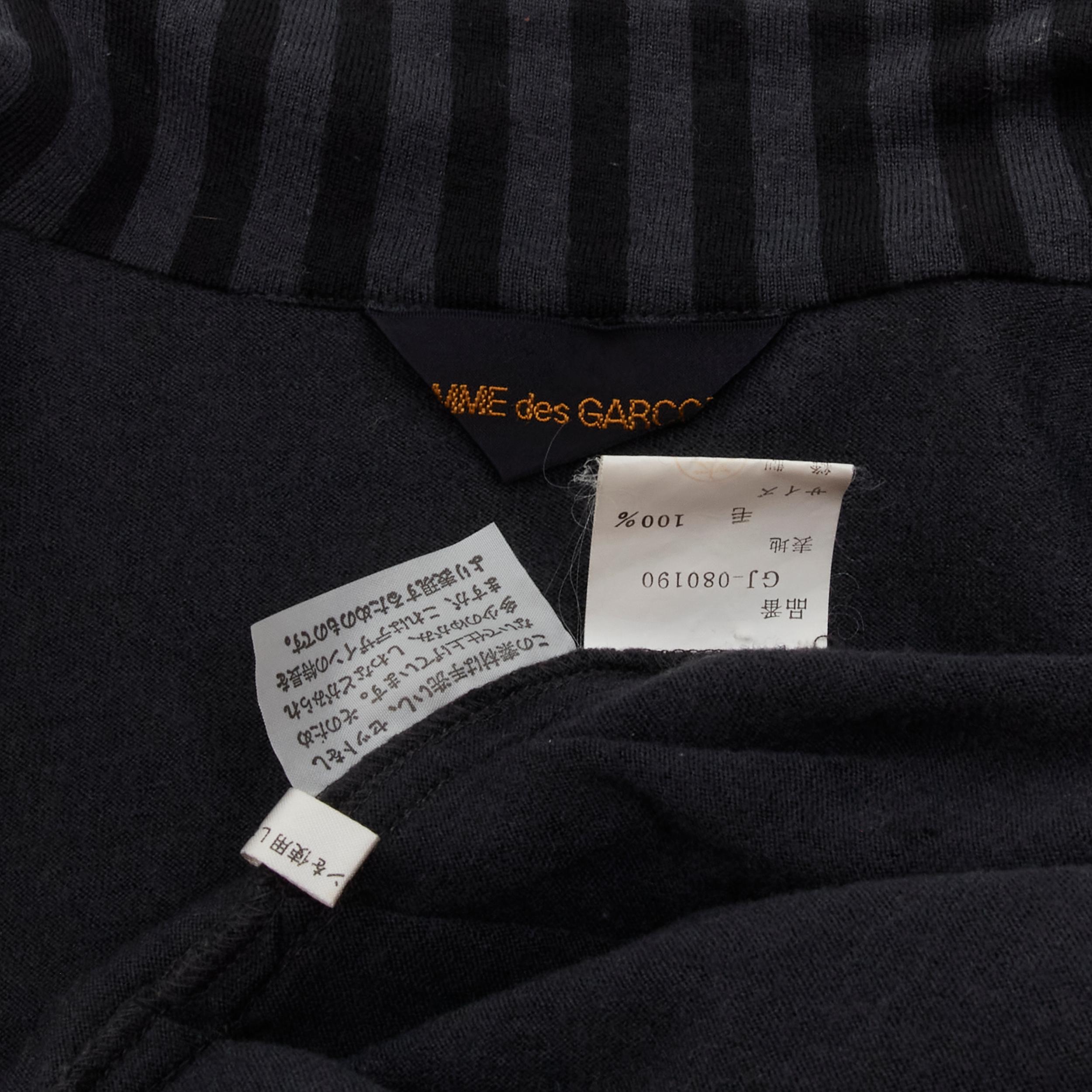 COMME DES GARCONS Veste drapée en laine rayée grise et noire vintage des années 1980, Taille M en vente 3