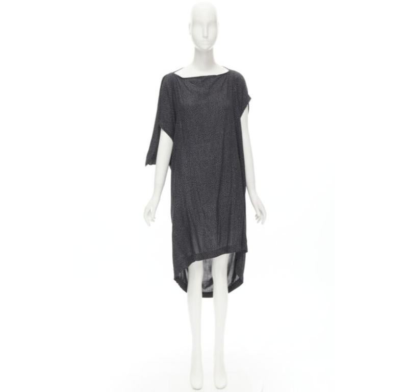 COMME DES GARCONS 1980's Vintage grey chevron asymmetric draped cocoon dress For Sale 5