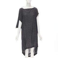 COMME DES GARCONS 1980's Vintage grey chevron asymmetric draped cocoon dress