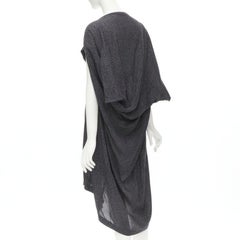 COMME DES GARCONS 1980's Vintage grey chevron asymmetric draped cocoon dress