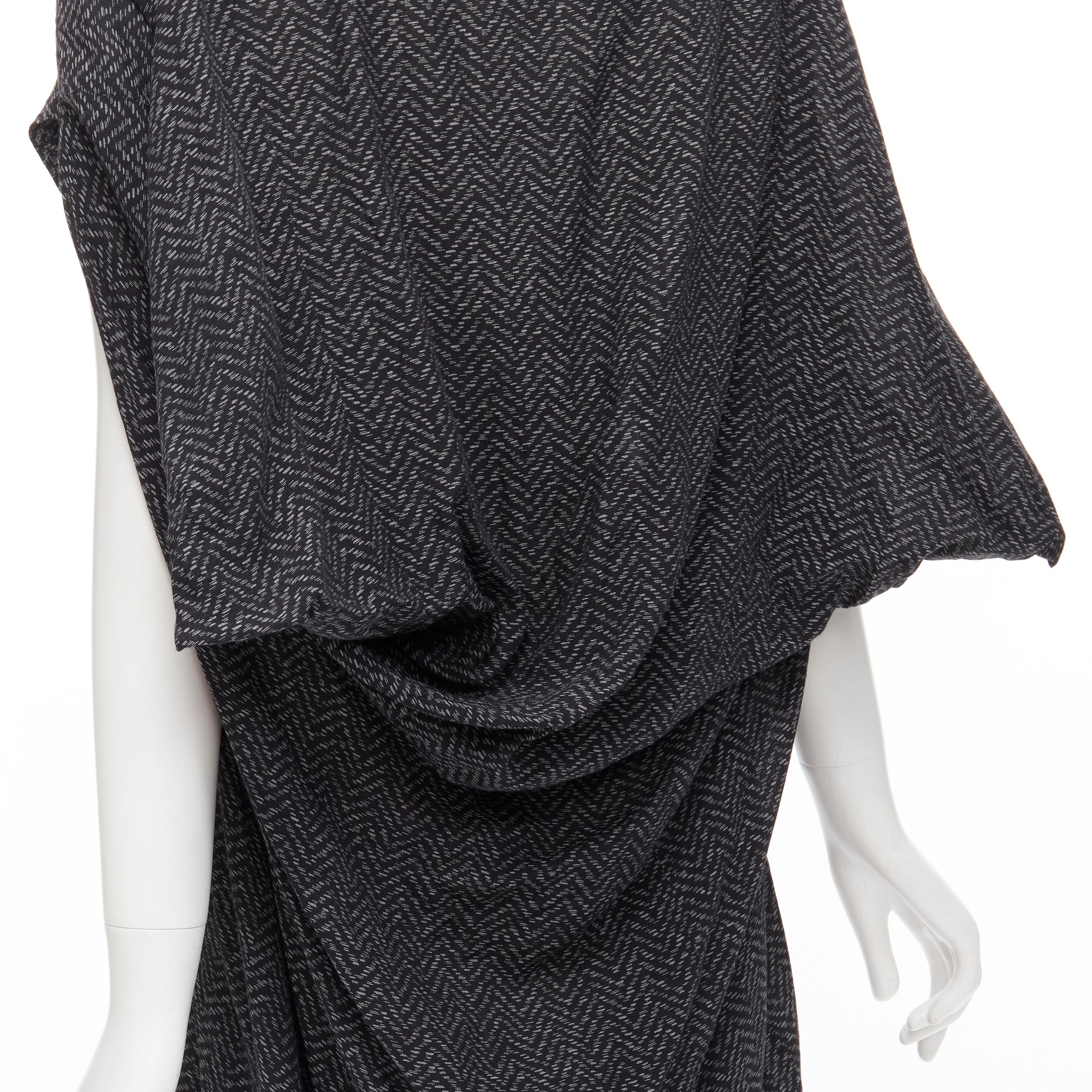 COMME DES GARCONS 1980's Vintage grey chevron asymmetric draped cocoon dress For Sale 1