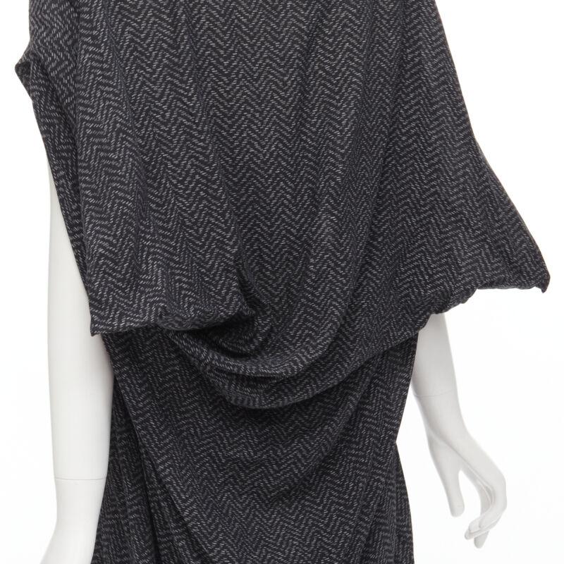 COMME DES GARCONS 1980's Vintage grey chevron asymmetric draped cocoon dress For Sale 1