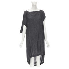 COMME DES GARCONS 1980's Vintage abito cocoon grigio chevron asimmetrico drappeggiato