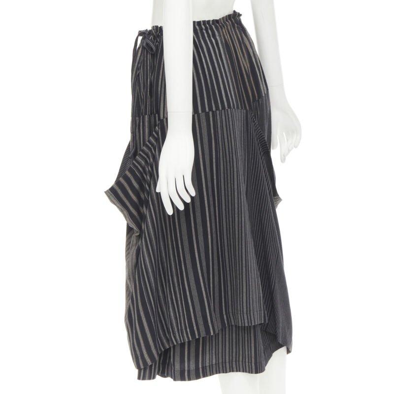 Women's COMME DES GARCONS 1980's Vintage grey stripes deconstructed draped layered skirt For Sale