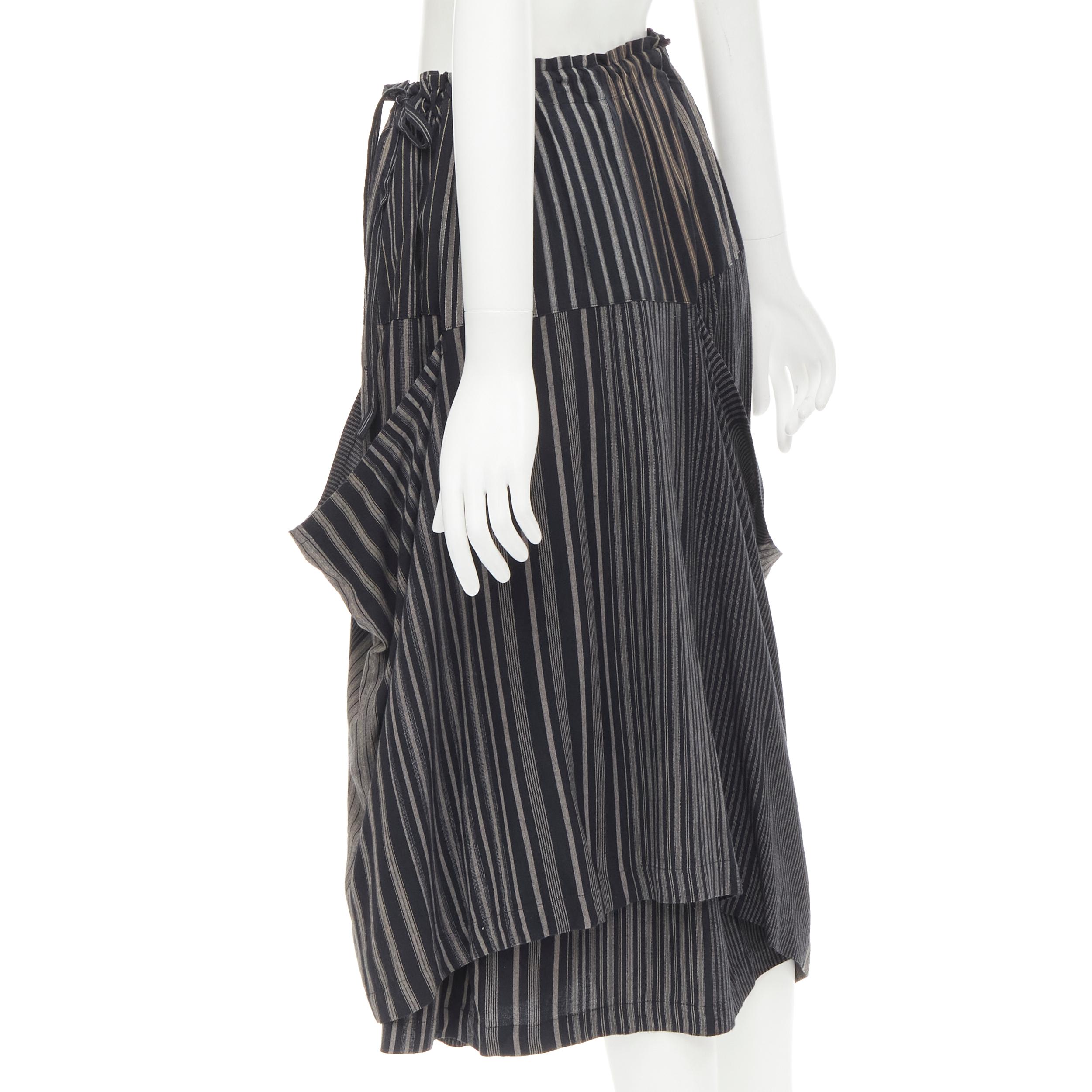 Women's COMME DES GARCONS 1980's Vintage grey stripes deconstructed draped layered skirt For Sale