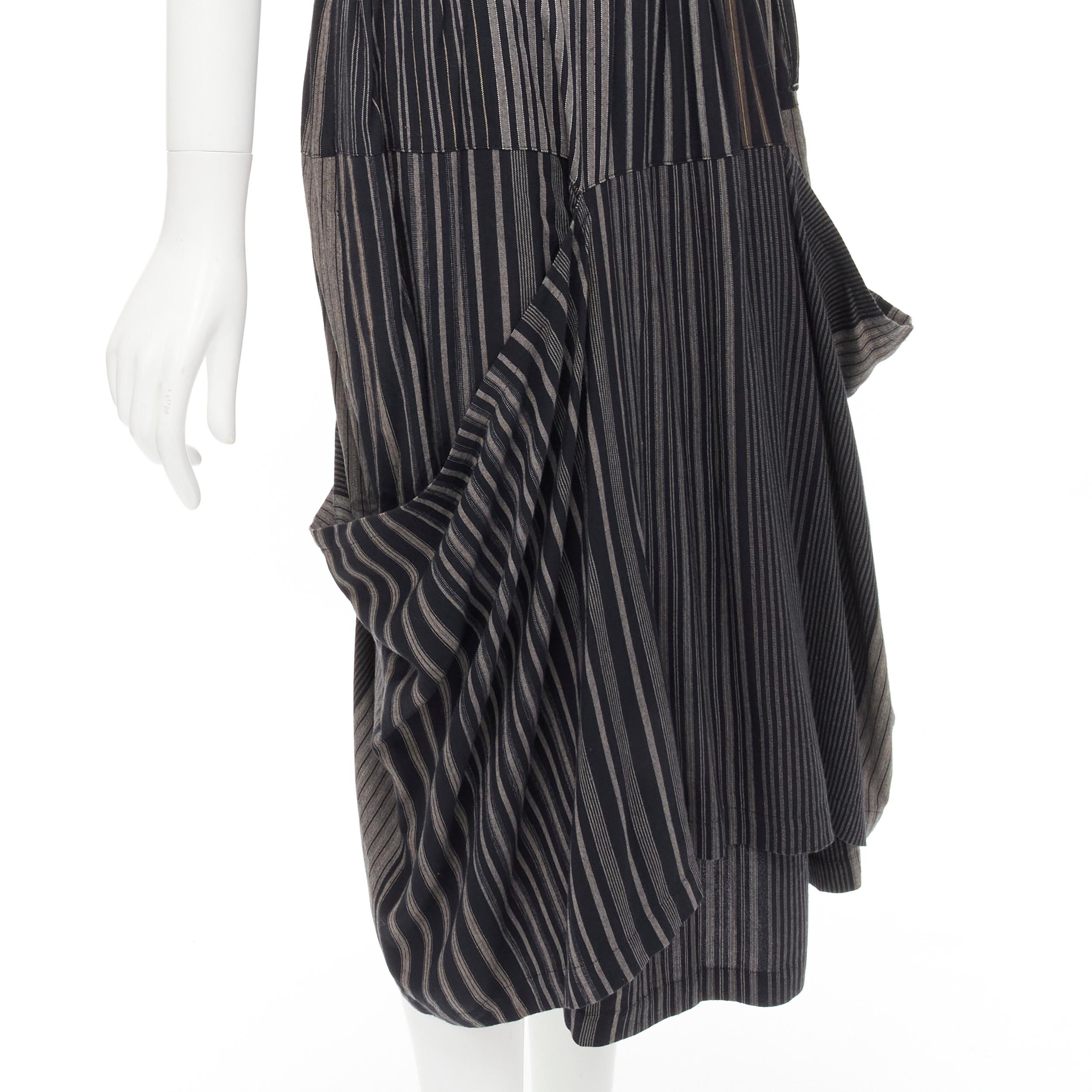 COMME DES GARCONS 1980's Vintage grey stripes deconstructed draped layered skirt For Sale 1