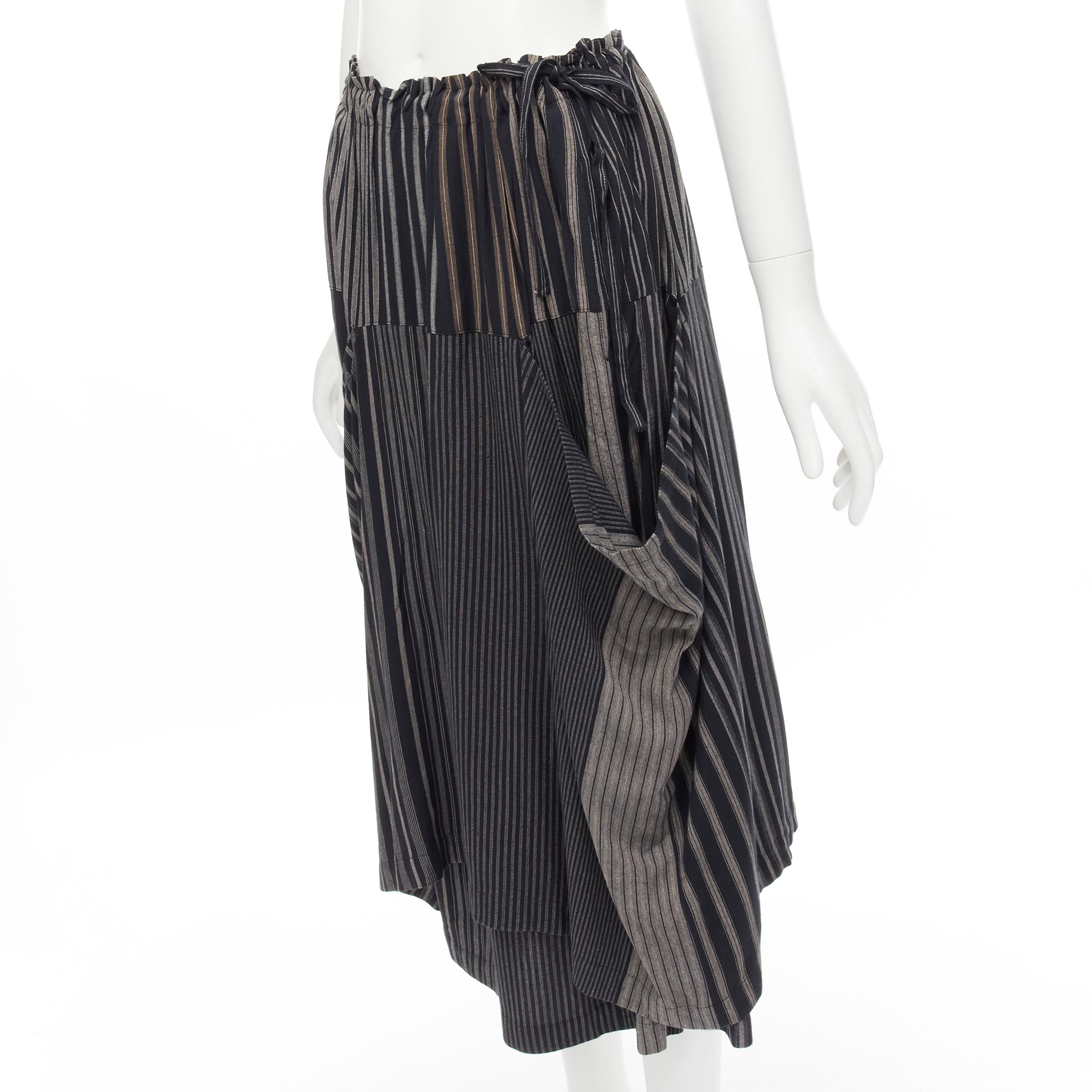 COMME DES GARCONS 1980's Vintage grey stripes deconstructed draped layered skirt For Sale 2