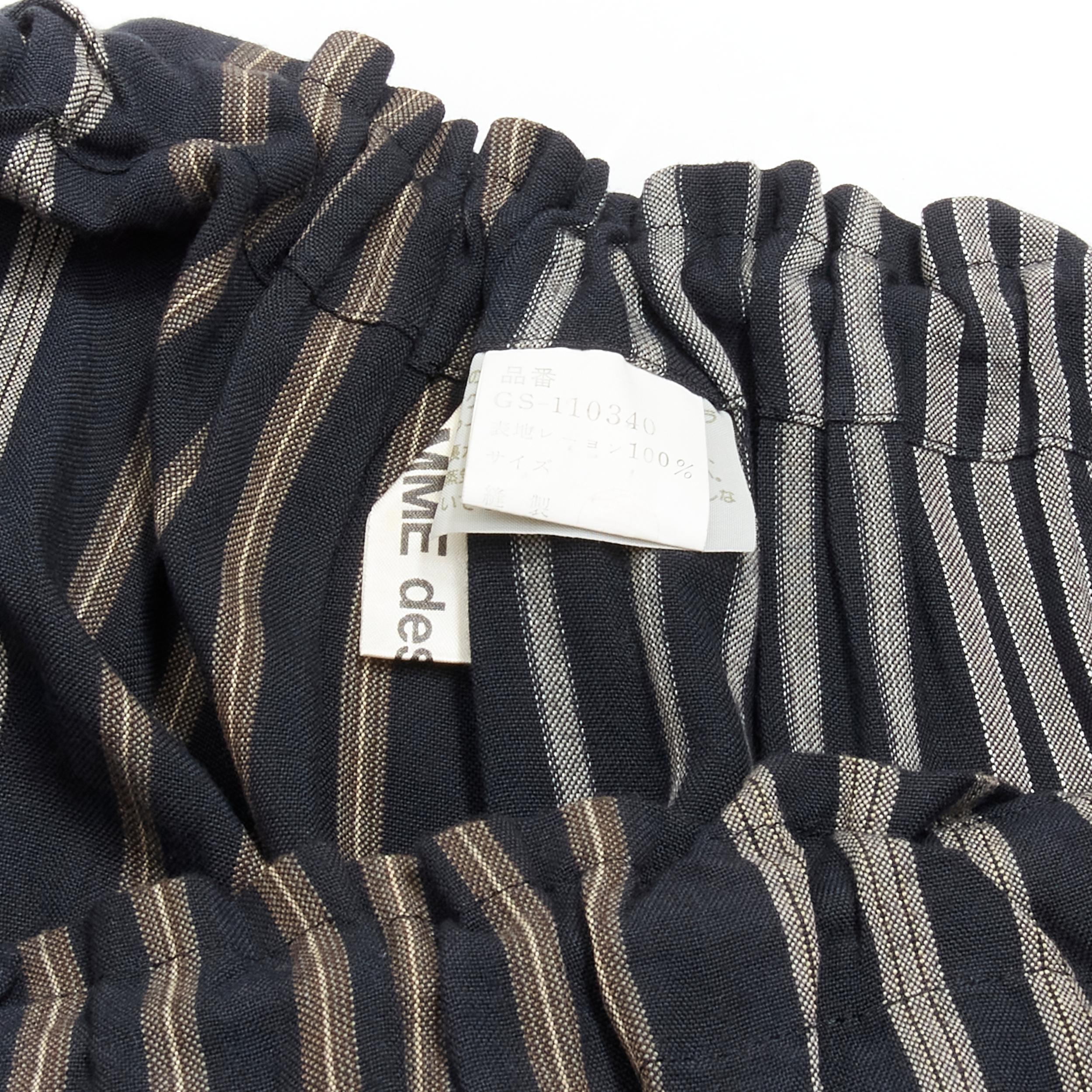 COMME DES GARCONS Jupe drapée à rayures grises déconstruites des années 1980 en vente 3