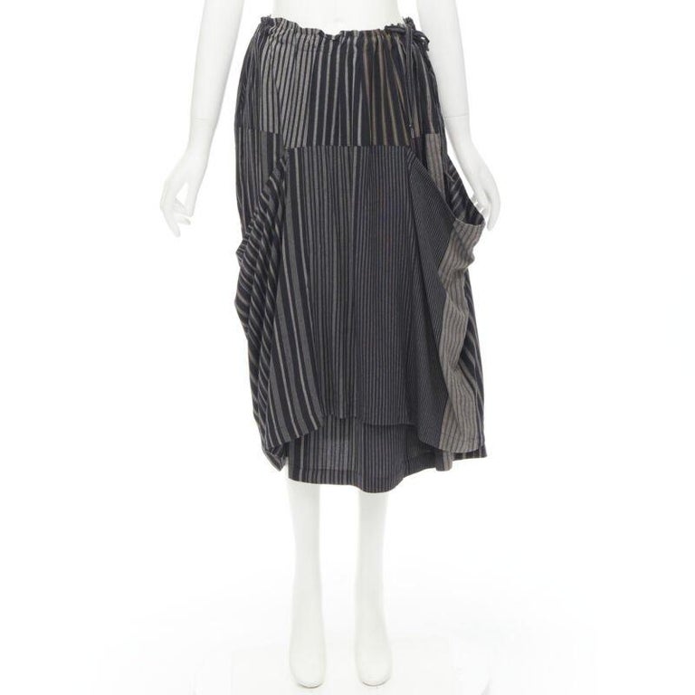 80s COMME des GARÇONS layered long skirt COMME DES GARCONS 1980's Vintage grey stripes deconstructed