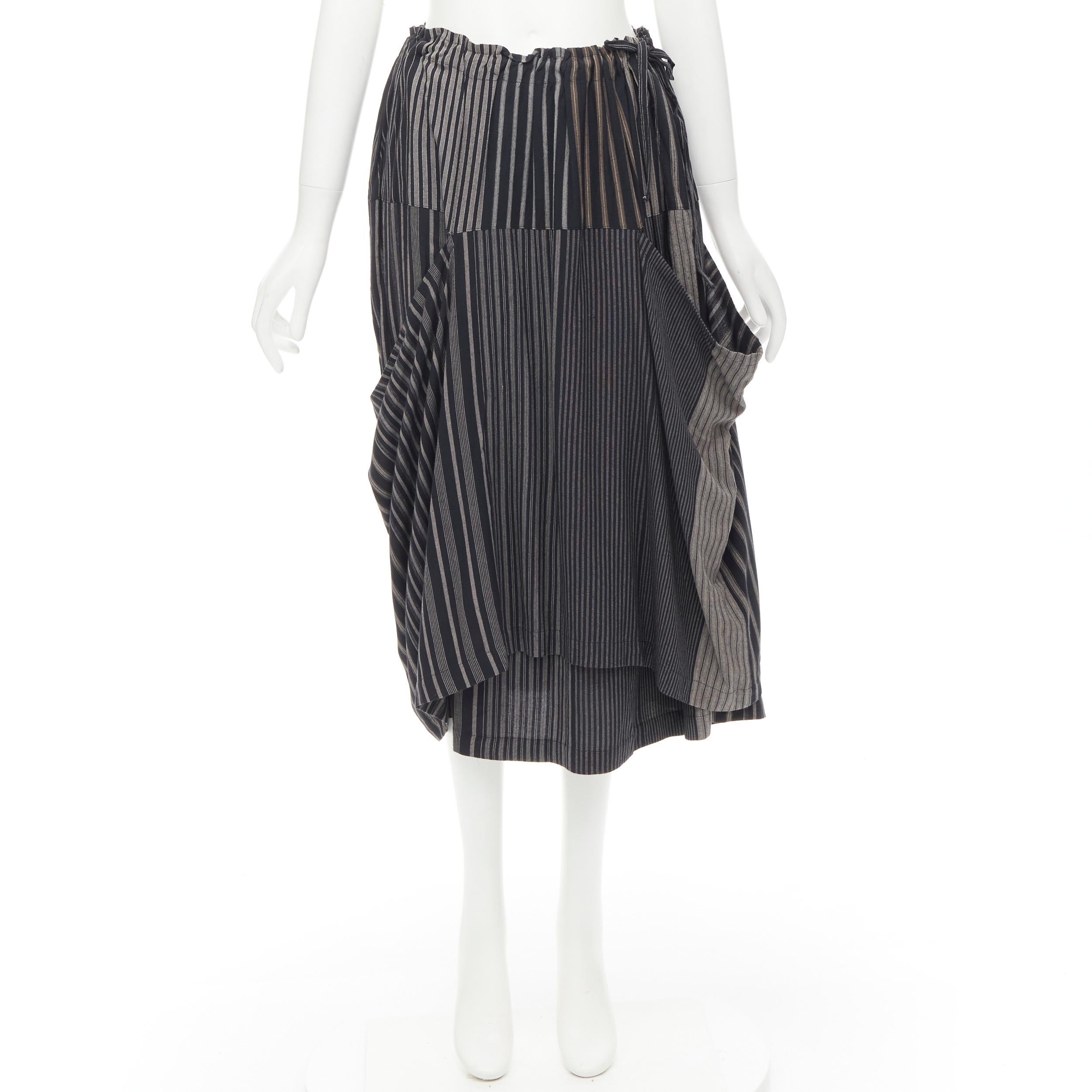 COMME DES GARCONS 1980's Vintage grey stripes deconstructed draped layered skirt For Sale 4