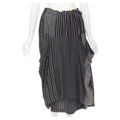 COMME DES GARCONS 1980er Jahre Vintage Grauer gestreifter, drapierter Rock mit Streifen
