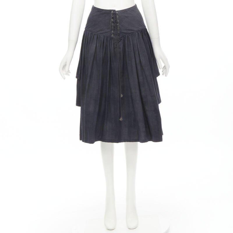 COMME DES GARCONS 1980er Jahre Vintage Grauer Wollkorsett-Spitzenrock mit ausgestelltem Ausschnitt S im Angebot 5