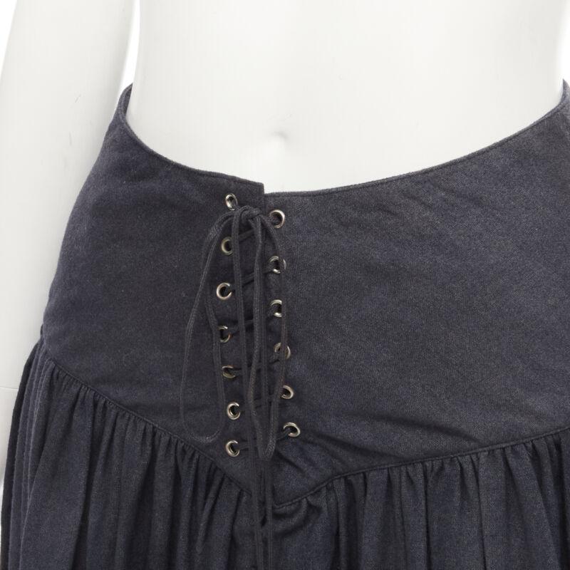 COMME DES GARCONS 1980er Jahre Vintage Grauer Wollkorsett-Spitzenrock mit ausgestelltem Ausschnitt S (Schwarz) im Angebot