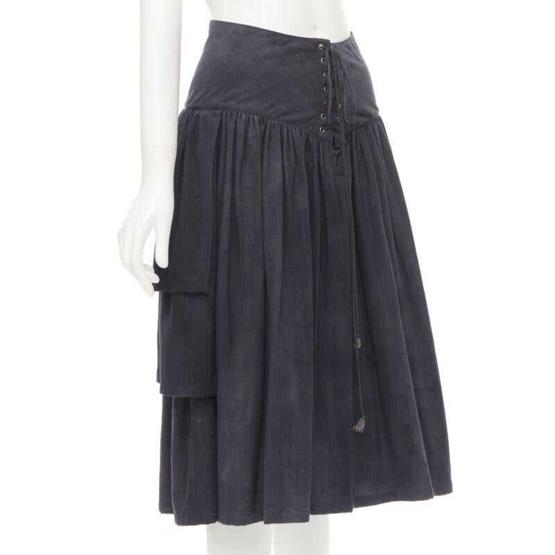 COMME DES GARCONS 1980er Jahre Vintage Grauer Wollkorsett-Spitzenrock mit ausgestelltem Ausschnitt S im Zustand „Hervorragend“ im Angebot in Hong Kong, NT