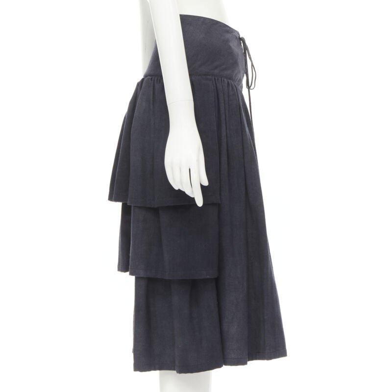 COMME DES GARCONS 1980er Jahre Vintage Grauer Wollkorsett-Spitzenrock mit ausgestelltem Ausschnitt S Damen im Angebot