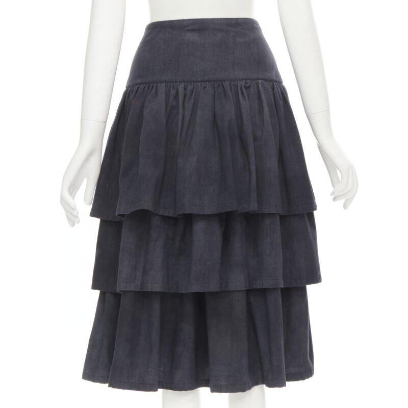 COMME DES GARCONS 1980er Jahre Vintage Grauer Wollkorsett-Spitzenrock mit ausgestelltem Ausschnitt S im Angebot 1