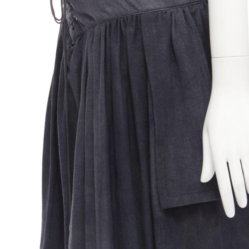 COMME DES GARCONS 1980er Jahre Vintage Grauer Wollkorsett-Spitzenrock mit ausgestelltem Ausschnitt S im Angebot 3